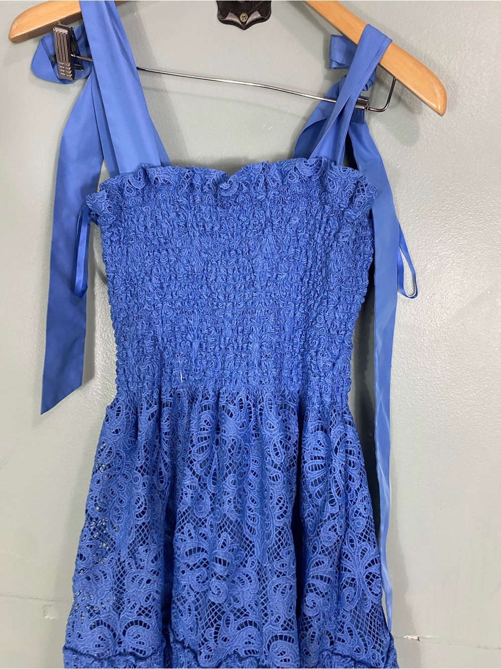 Hill House The Ribbon Ellie Nap Dress Blue Lace Eyelet Medium - Picture 3 of 7